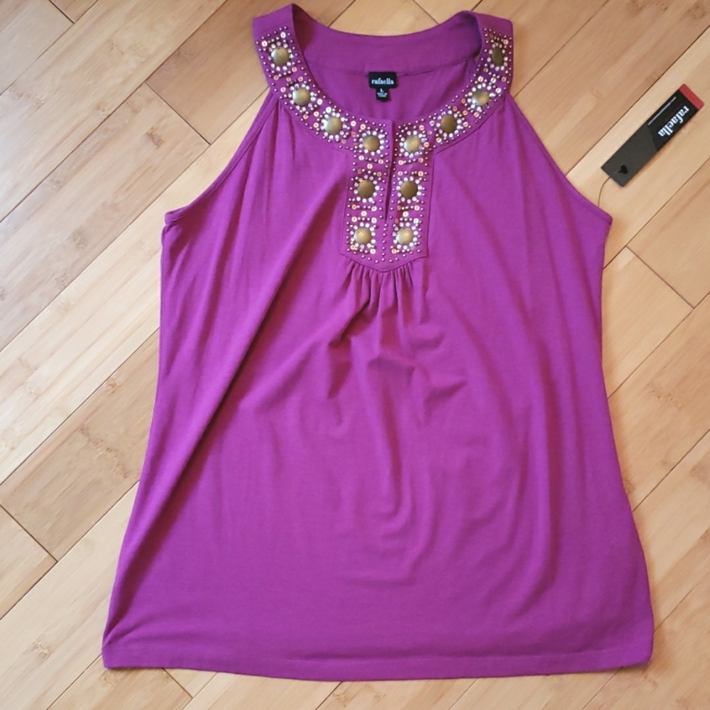 sleeveless embellished top